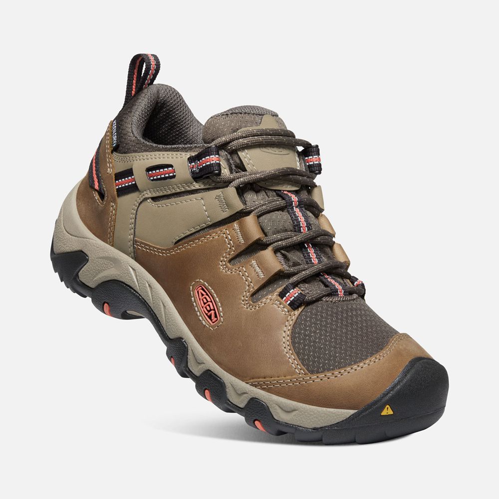 Keen Sneakers Dames Bruin/Koraal - Steens Waterproof Shoes - 92637-PFBE